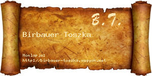 Birbauer Toszka névjegykártya